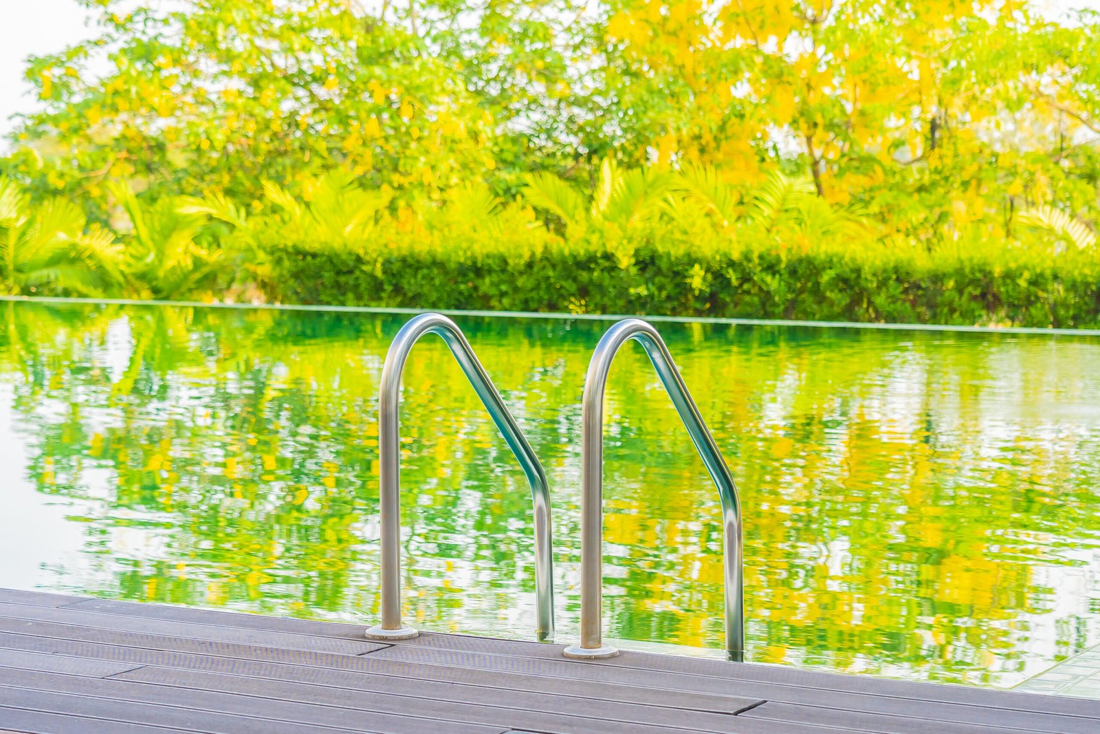 beautiful luxury outdoor swimming pool in hotel and resort